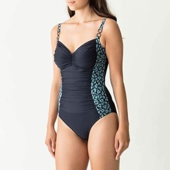 PRIMA DONNA Sherry Swimsuit Control Wire Cups Navy Blue Ruched Resortwear 2X - Picture 1 of 16